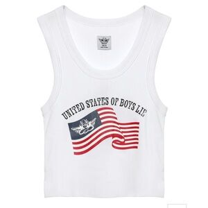 NWT Boys Lie “United States of Boys Lie” White Tank – Sold Out online- XS/S